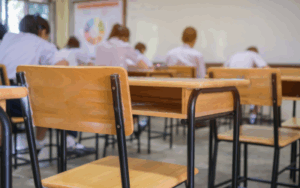 empty chair in school classroom